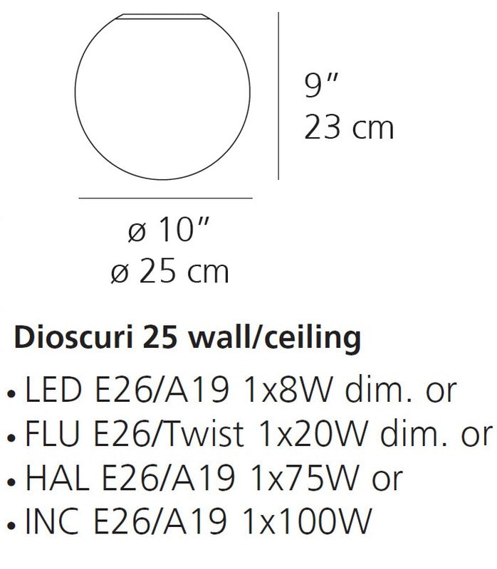 Dioscuri Wall/Ceiling Light