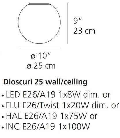 Dioscuri Wall/Ceiling Light