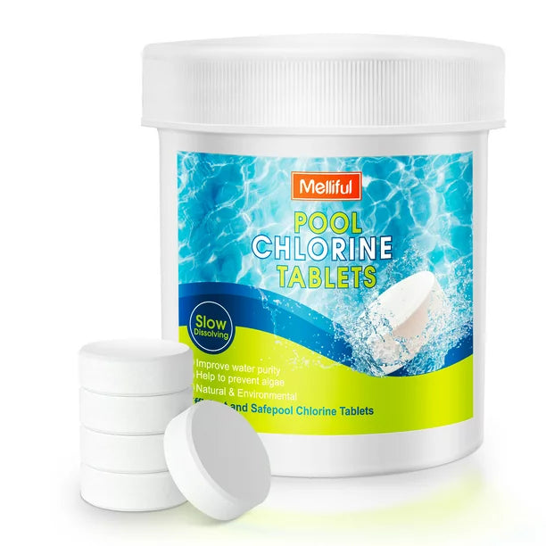 Melliful 0.3 inch Chlorine Tablets for Swimming Pool, 180Pcs, 0.44lb