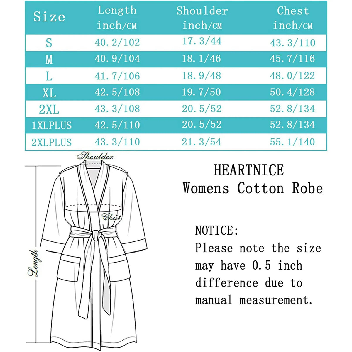 HEARTNICE Womens Robe, Lightweight Blended Cotton Knit Spa Long Bathrobe Soft Kimono 3/4 Sleeve Loungewear,(Grey mel. M)