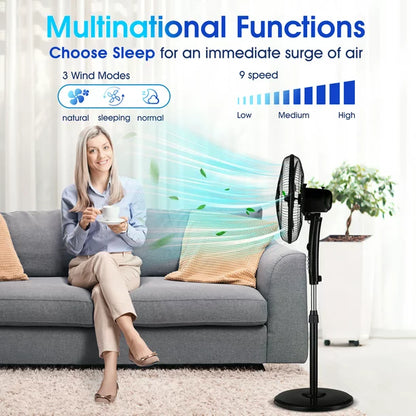 IFANZE 16" Pedestal Fan, Brushless Motor Oscillating Stand Fan Height Adjustable, 3 Speeds Settings, Ideal for Home Office Bedroom Use