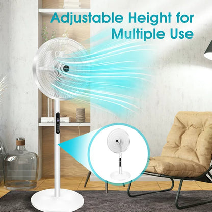 16" Pedestal Remote Control Oscillating Stand Up Fan 9-Hour Timer, 8-Speed, Electric Cooling Fans for Home Office Bedroom Use