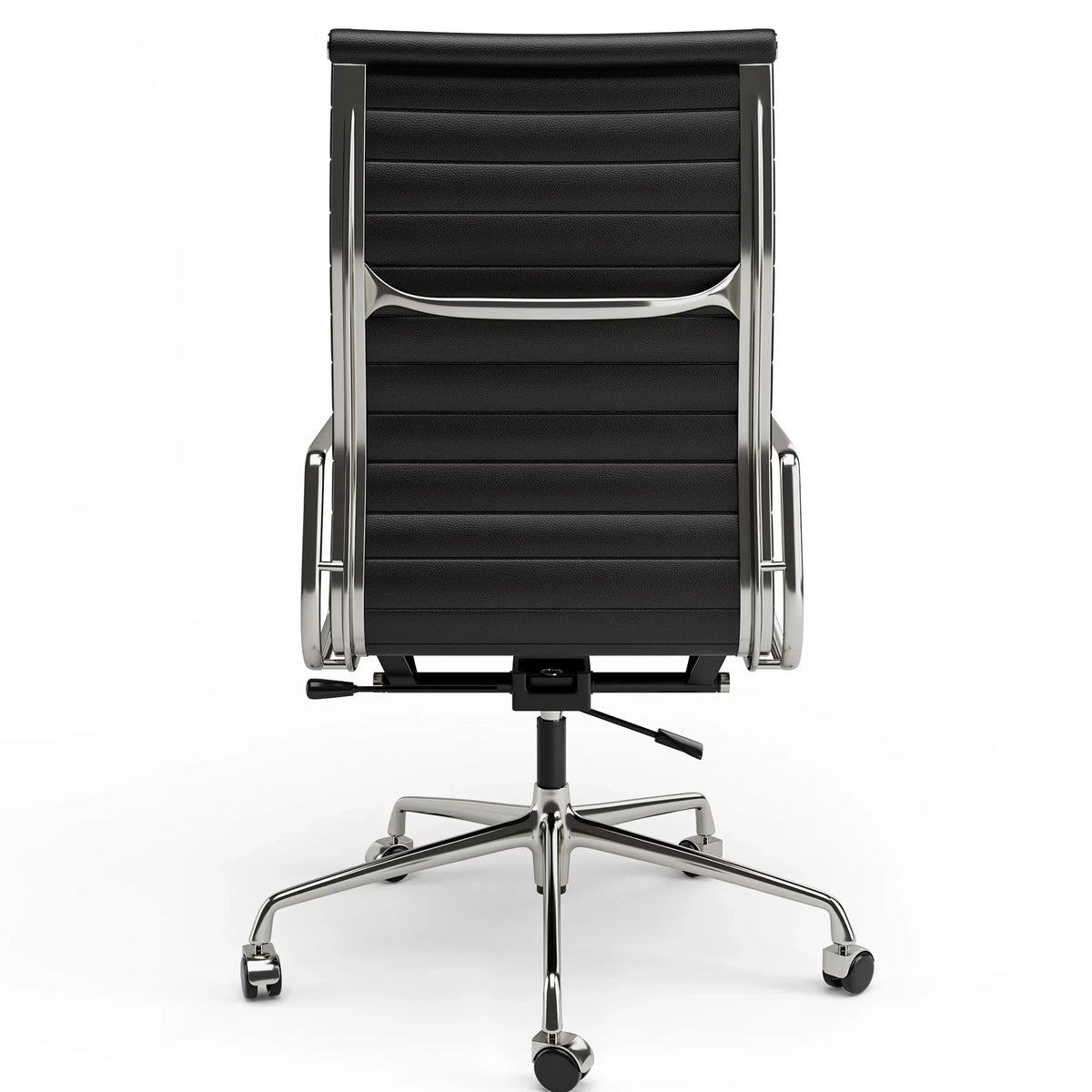 Swivel Office Desk Chair Genuine Leather High Back Task Chair Computer Chair with Aluminum Base,Lumbar Support,Adjustable Height,Black