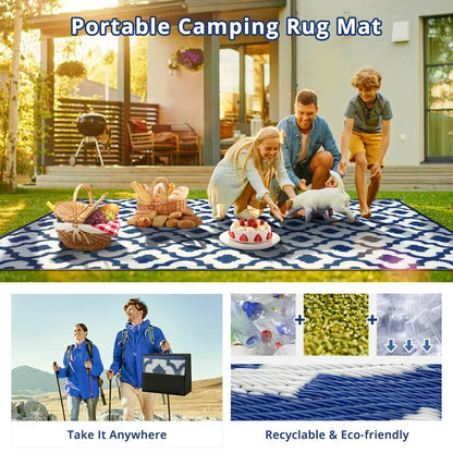 GOTGELIF 5x8 Outdoor Rug Waterproof Area Rugs Reversible Patio Rug Portable Rug with 4 Ground Nails for RV,Patio,Backyard,Deck,Picnic,Beach