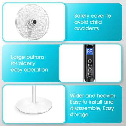 16" Pedestal Remote Control Oscillating Stand Up Fan 9-Hour Timer, 8-Speed, Electric Cooling Fans for Home Office Bedroom Use