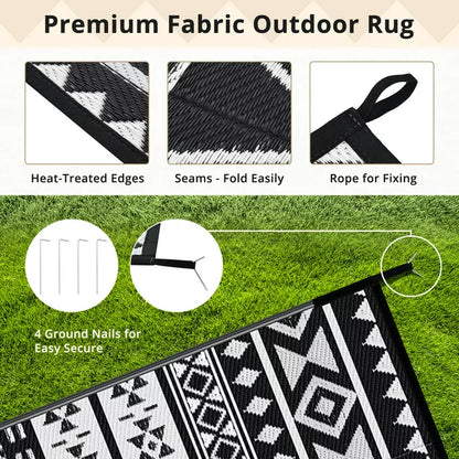 GOTGELIF 6x9 Outdoor Rug Plasti Straw Rug Waterproof PP Tube Woven Picnic Mat for Patio Decor Porch Balcony Picnic Rug