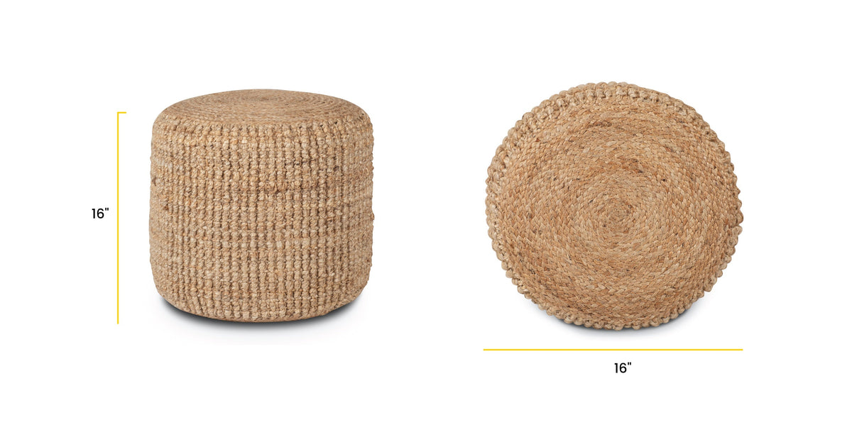 Abel 16" Jute Pouf