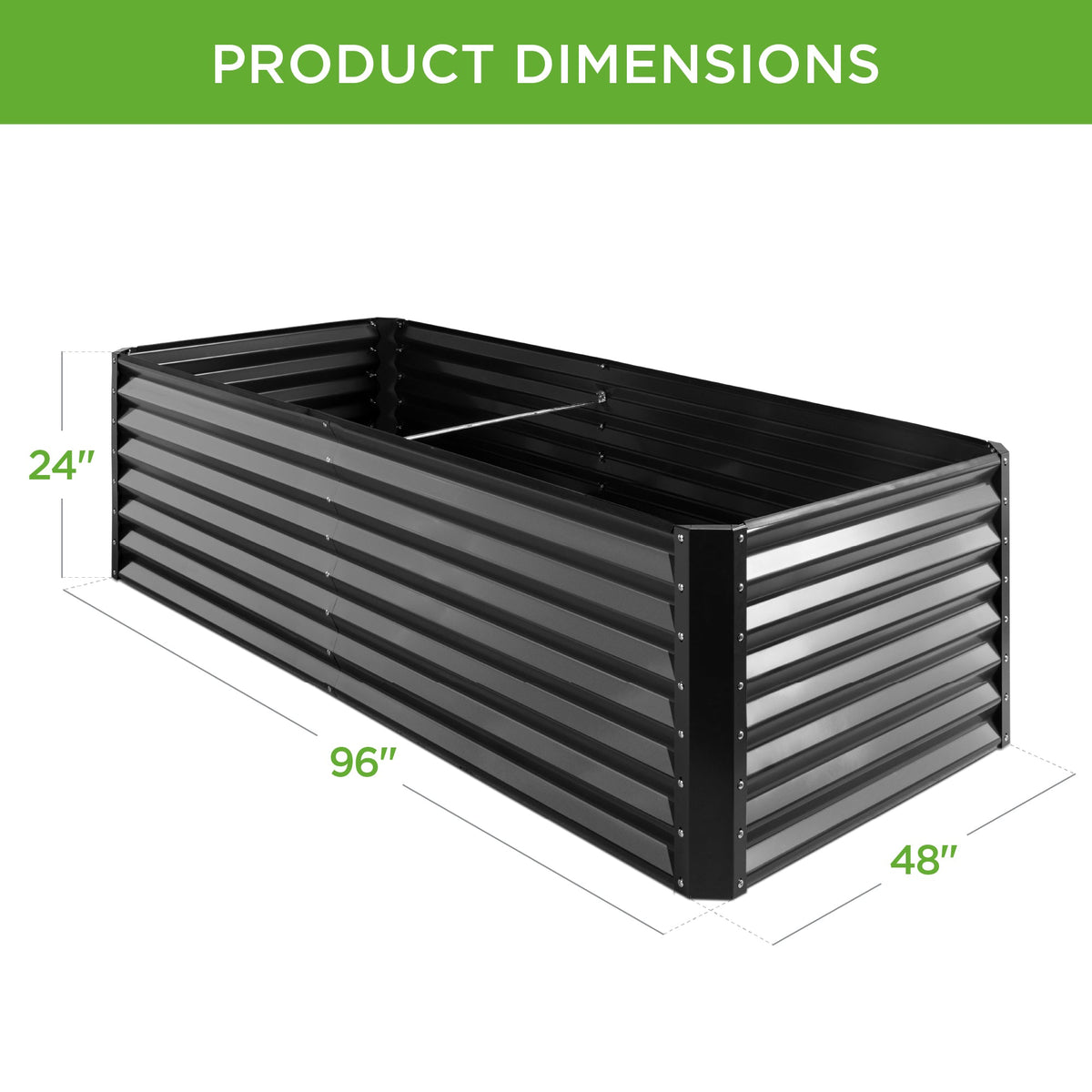 Outdoor Metal Raised Garden Bed for Vegetables, Flowers, Herbs - 8x4x2ft